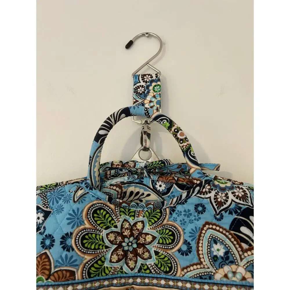 Vera Bradley Retired Bali Blue Brown Paisley Floral Hanging Quilted Garment Bag
